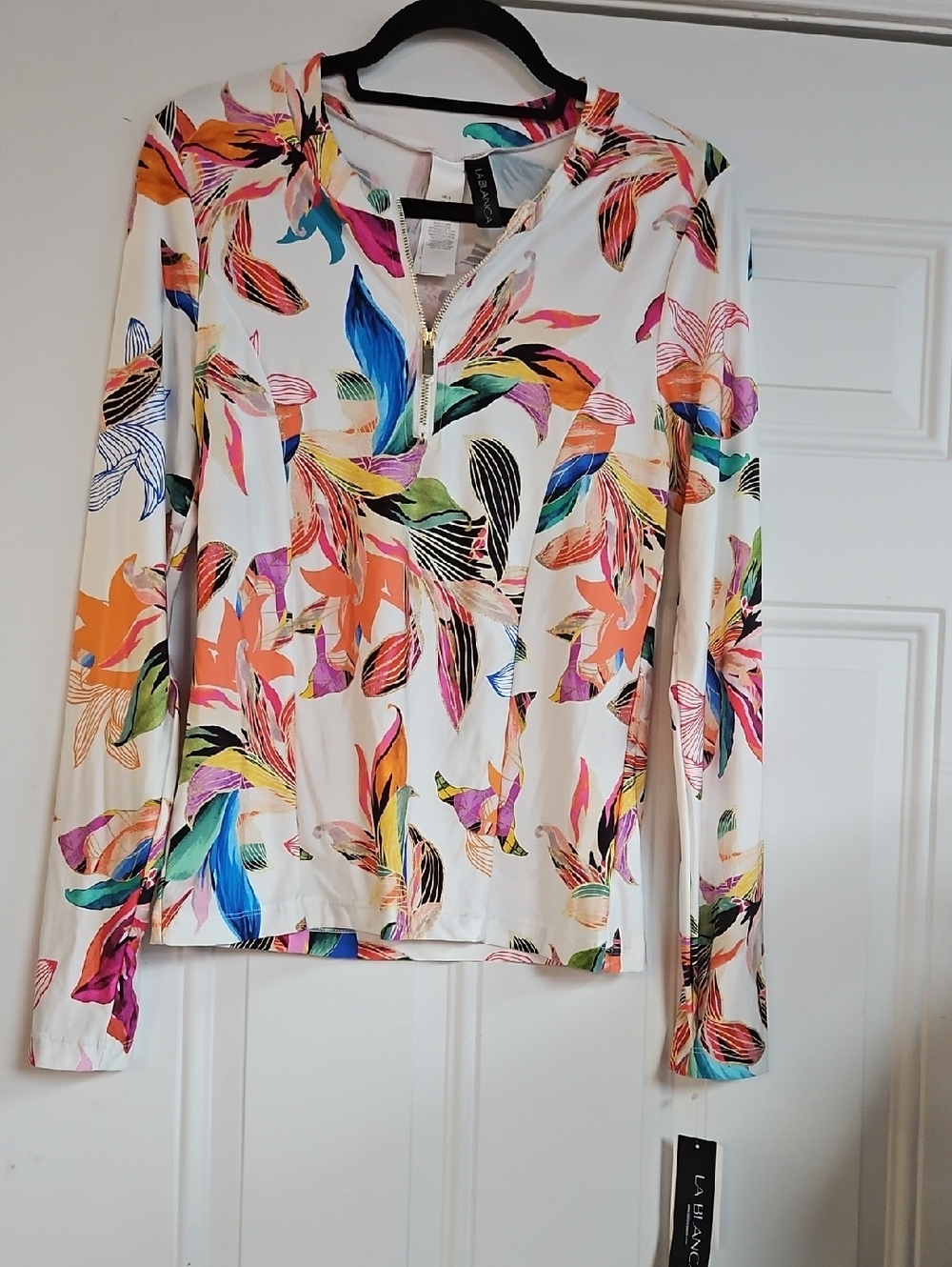 La Blanca Paradise Long Sleeve Half Zip Rash Guard NWT Sz Large